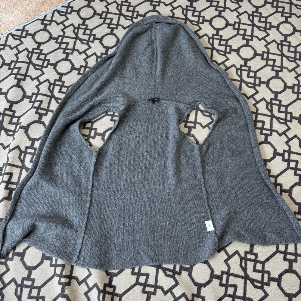 Eileen Fisher Wool Mohair Knit Open Front Hooded Hood Gray Vest Sweater Sz S - Picture 7 of 12